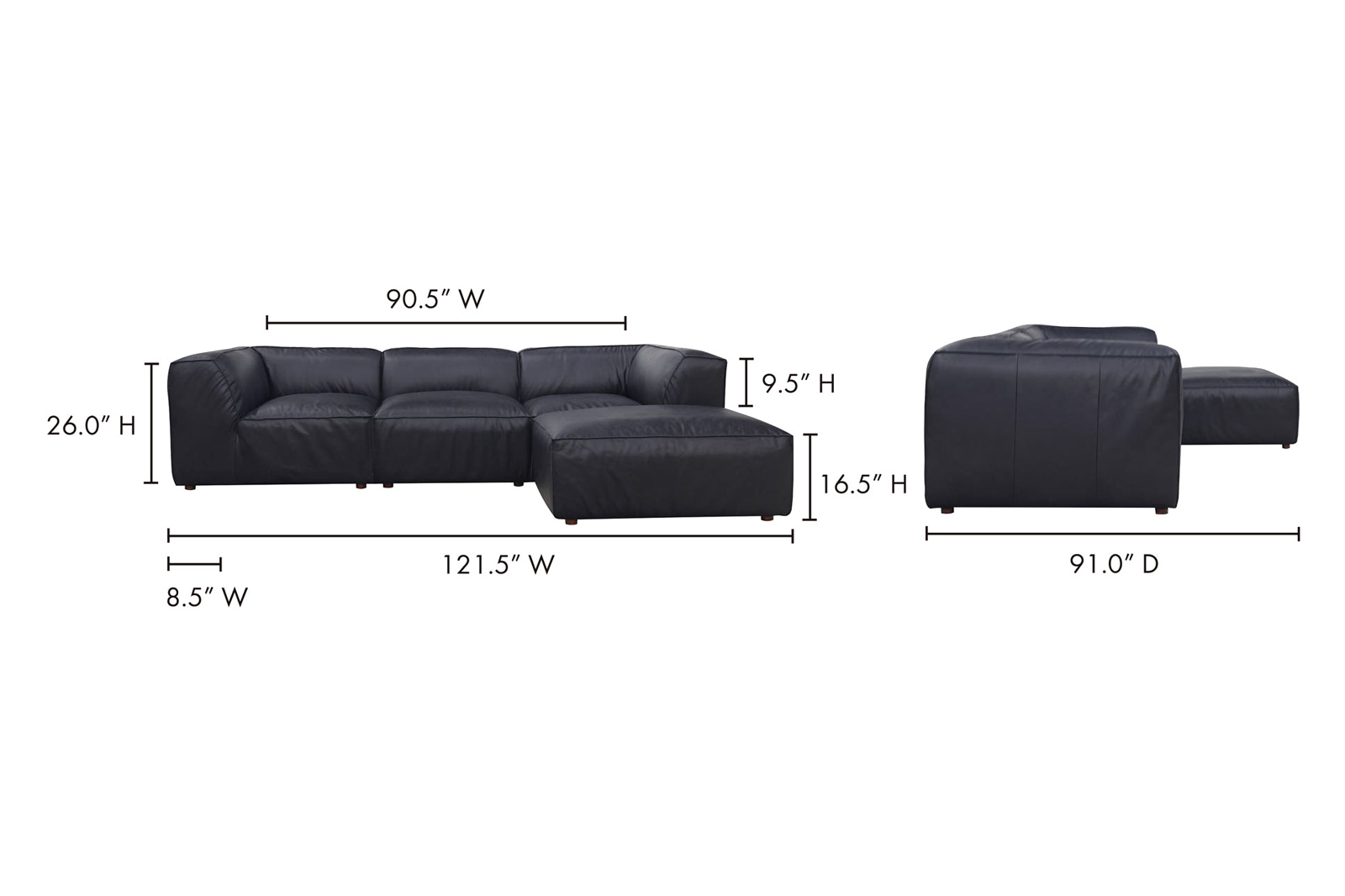 Moe's Form Lounge Modular Sectional - Vantage Black