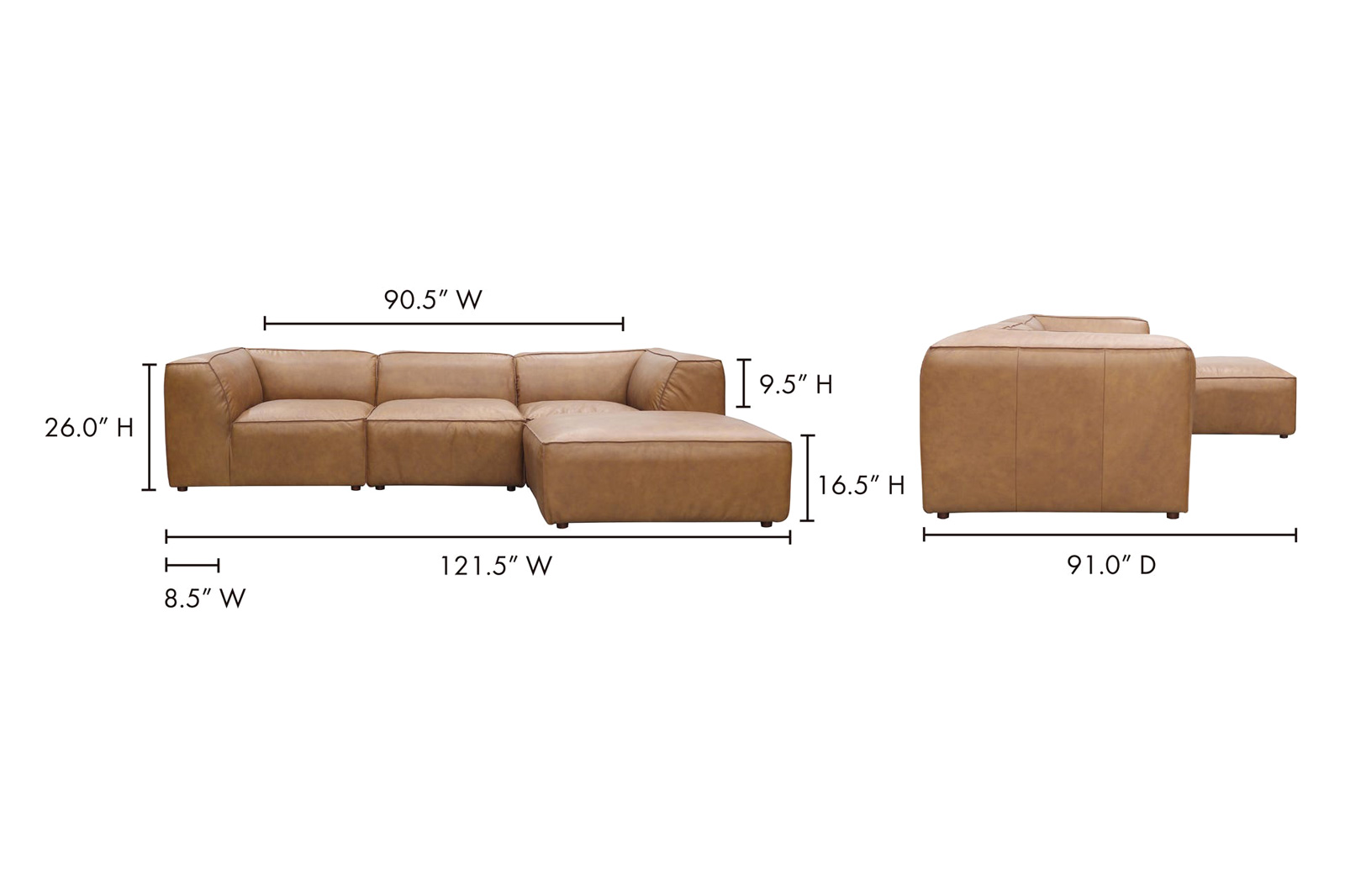 Moe's Form Lounge Modular Sectional - Sonoran Tan