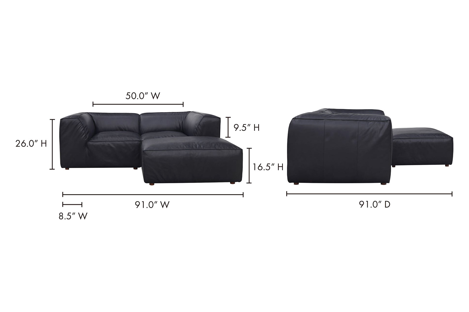 Moe's Form Nook Modular Sectional - Vantage Black