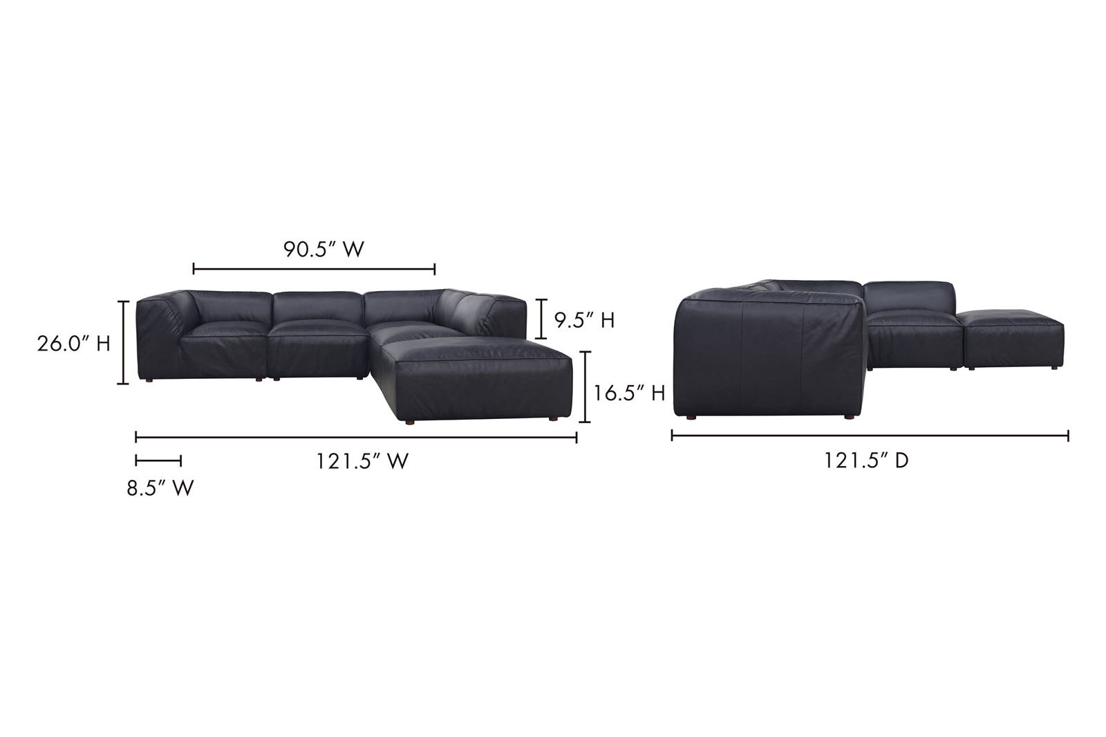 Moe's Form Classic L Modular Sectional - Vantage Black