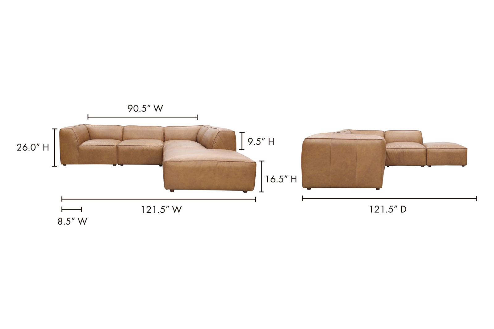 Moe's Form Classic L Modular Sectional - Sonoran Tan