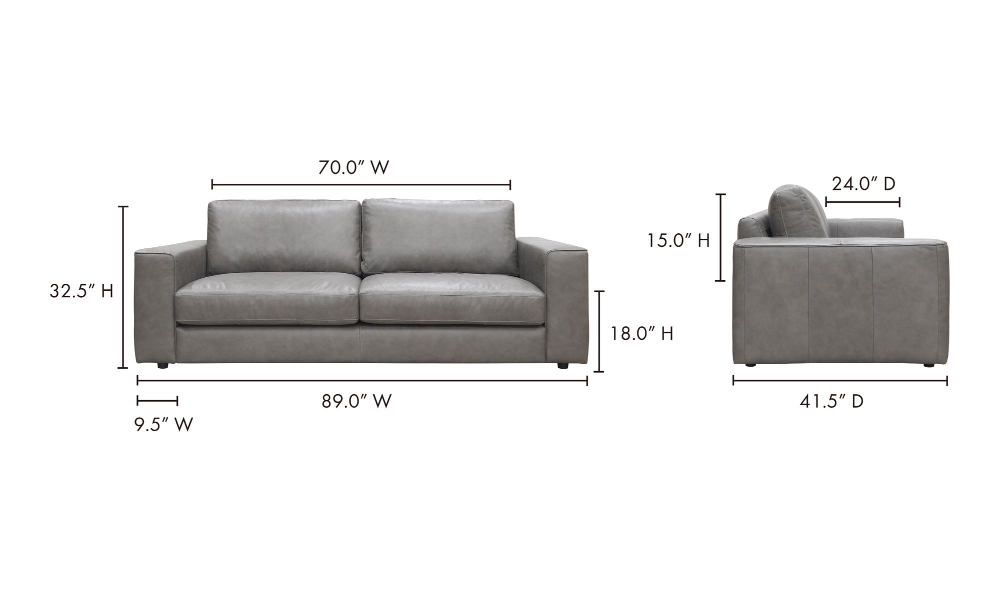 Moe's - Hansen Modern Sofa in Concrete Gray