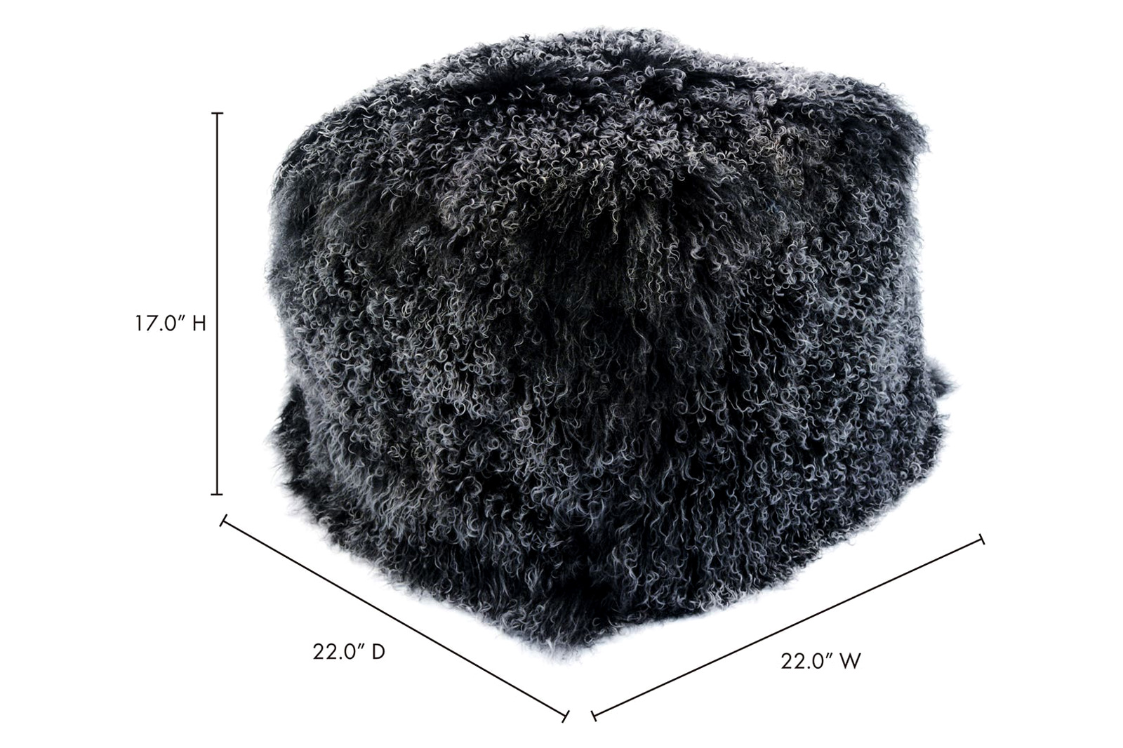 Moe's Lamb Fur Pouf - Black