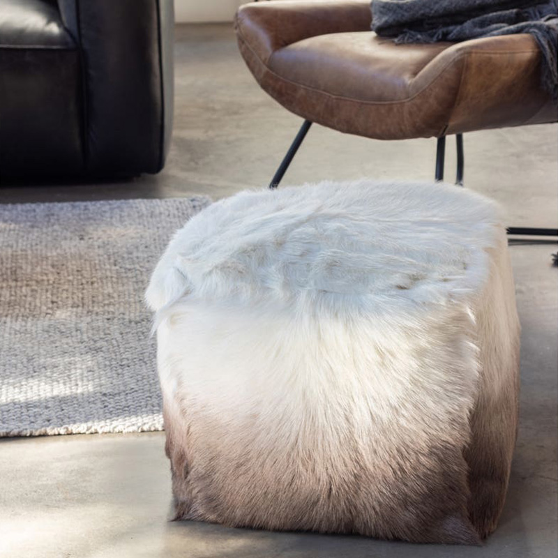 Moe's - Goat Fur Pouf in Beige