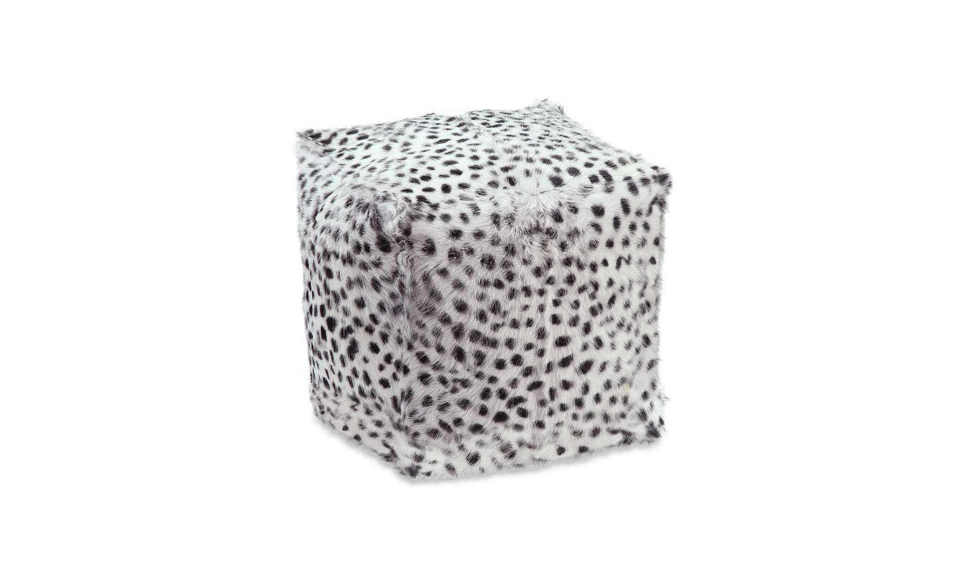 Moe's - Contemporary Spotted Goat Fur Pouf in Light Gray