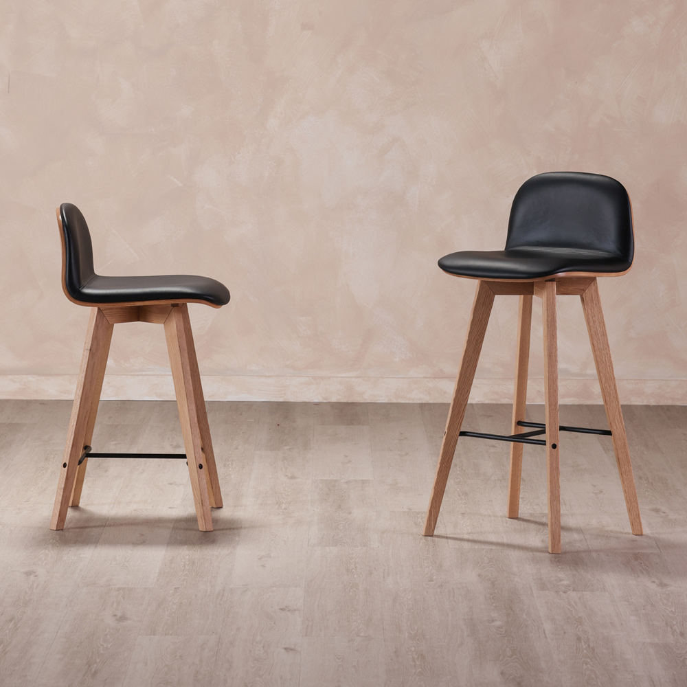 Moe's Napoli Leather Bar Stool - Black