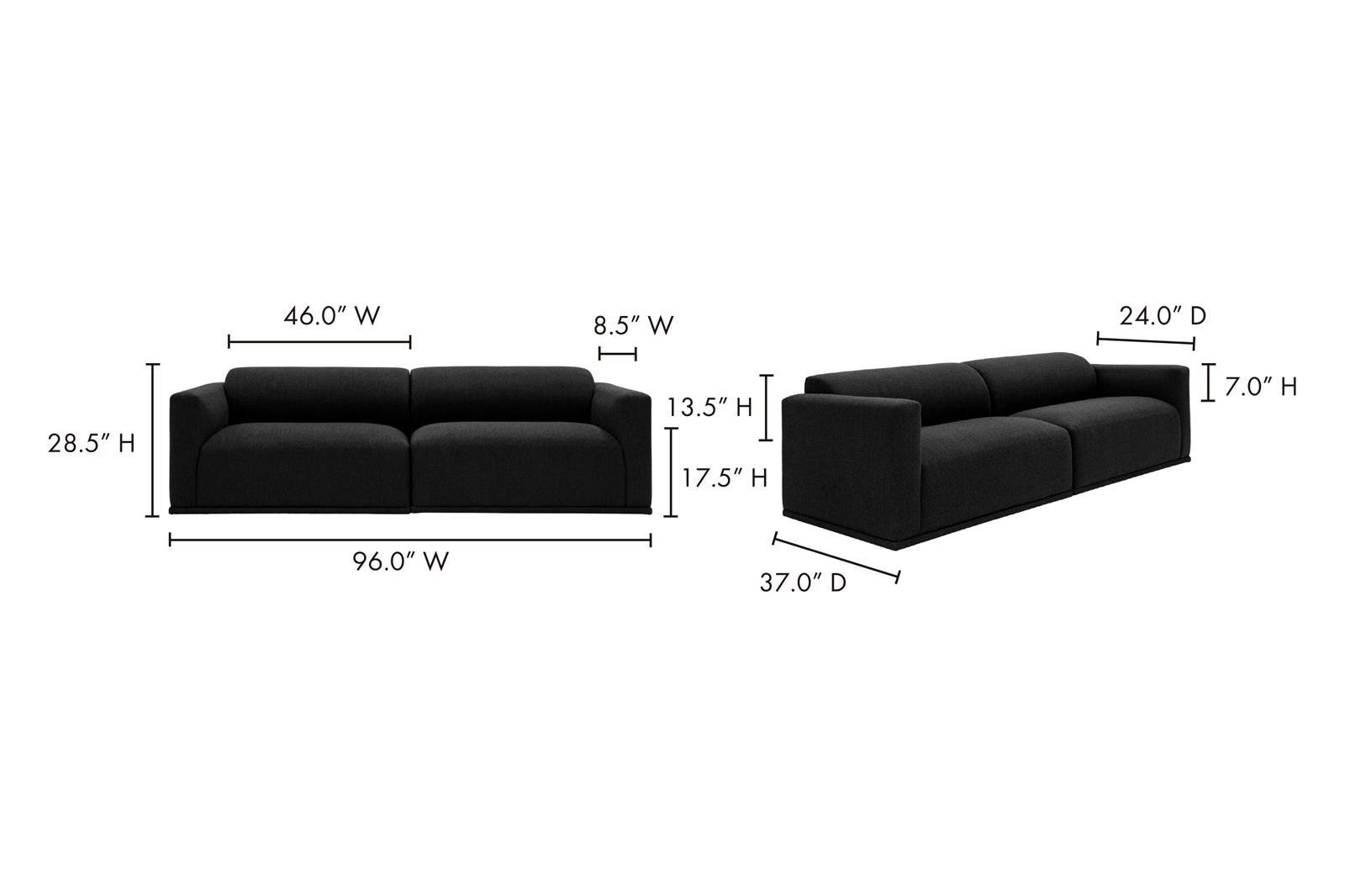 Moe's Malou Sofa - Black