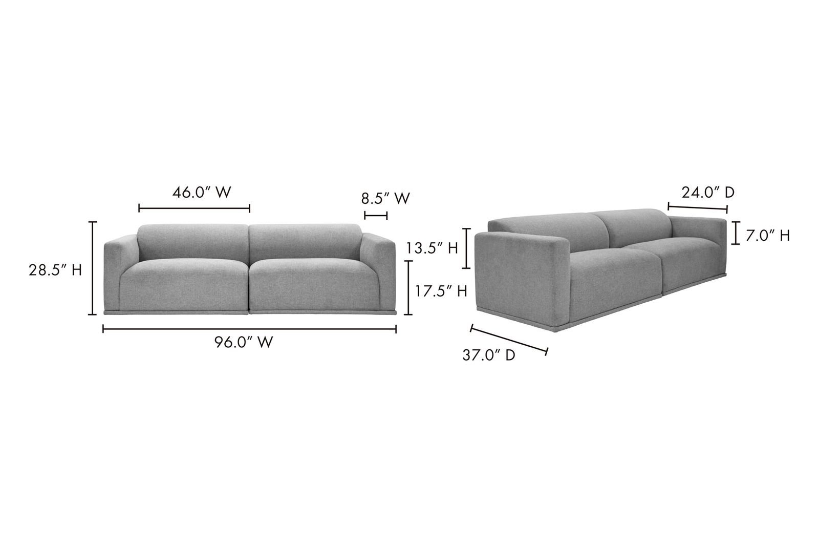 Moe's Malou Sofa - Gray