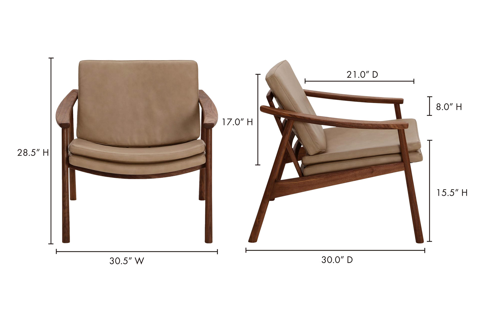 Moe's Harlowe Lounge Chair - Soft Brown