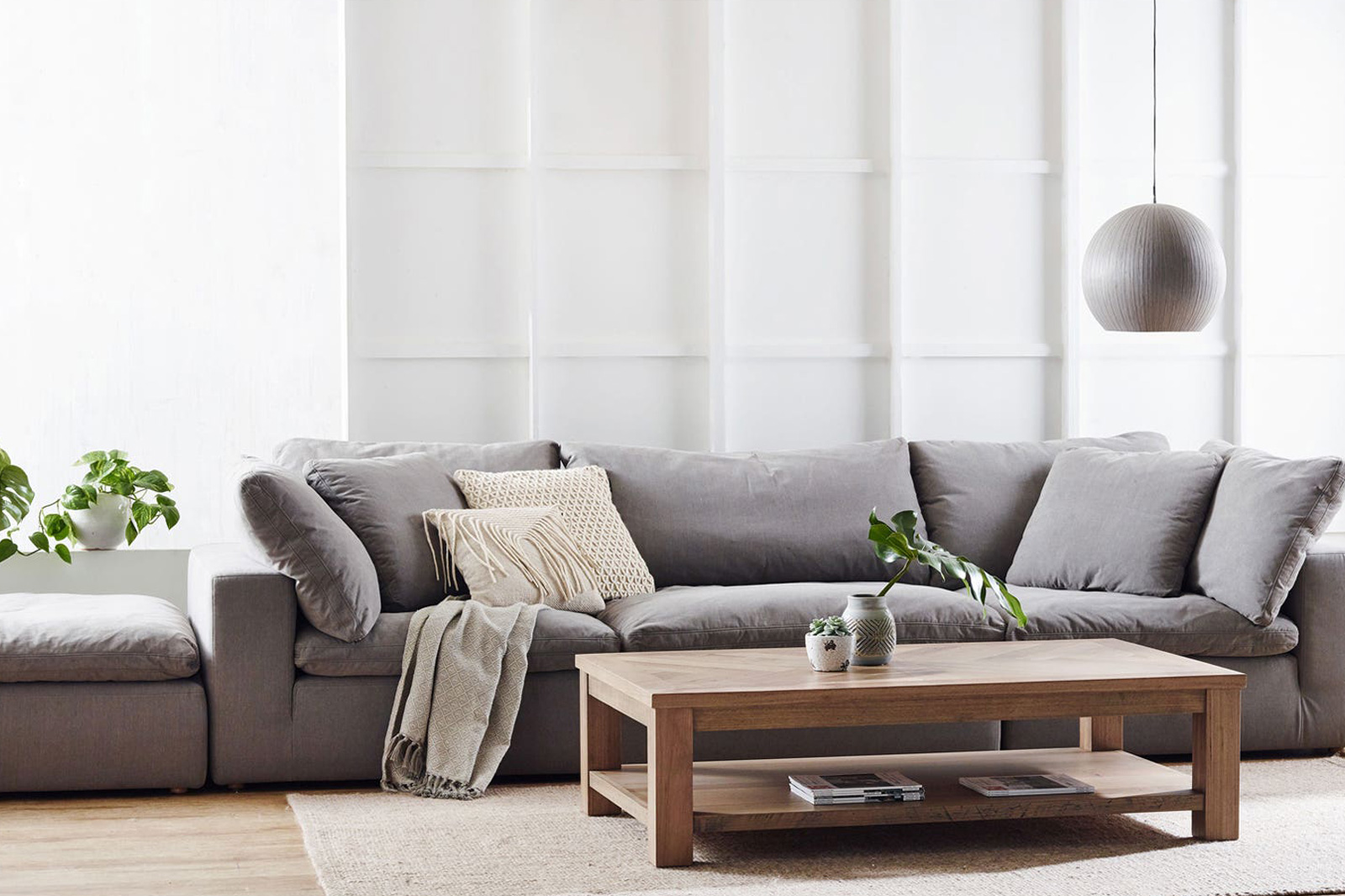 Moe's Clay Modular Sectional - Light Gray