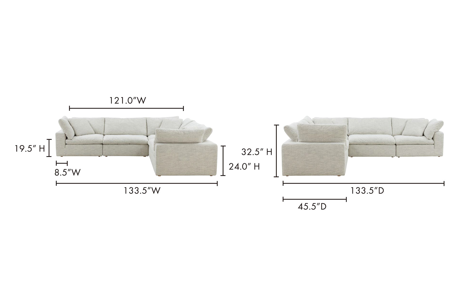 Moe's Clay Classic L Modular Sectional - Coastside Sand