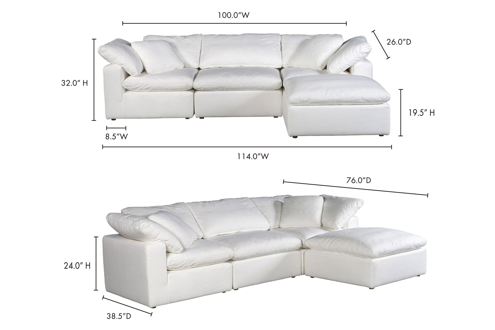 Moe's Terra Condo Lounge Modular Sectional - Cream White