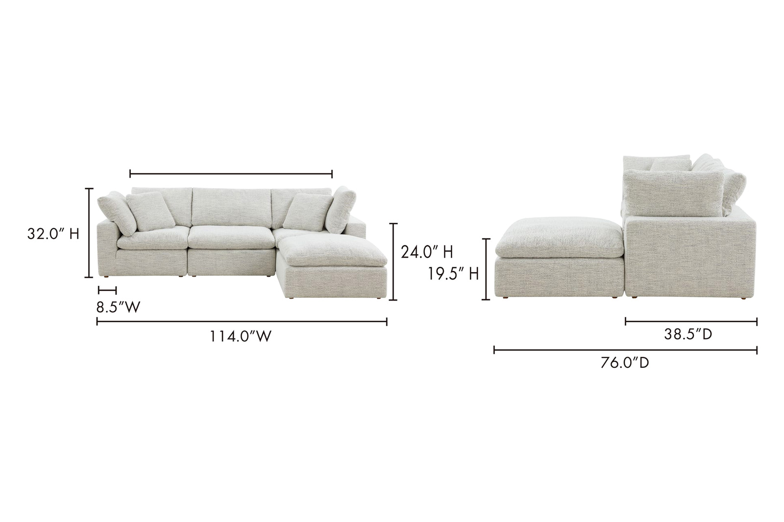 Moe's Terra Condo Lounge Modular Sectional - Coastside Sand