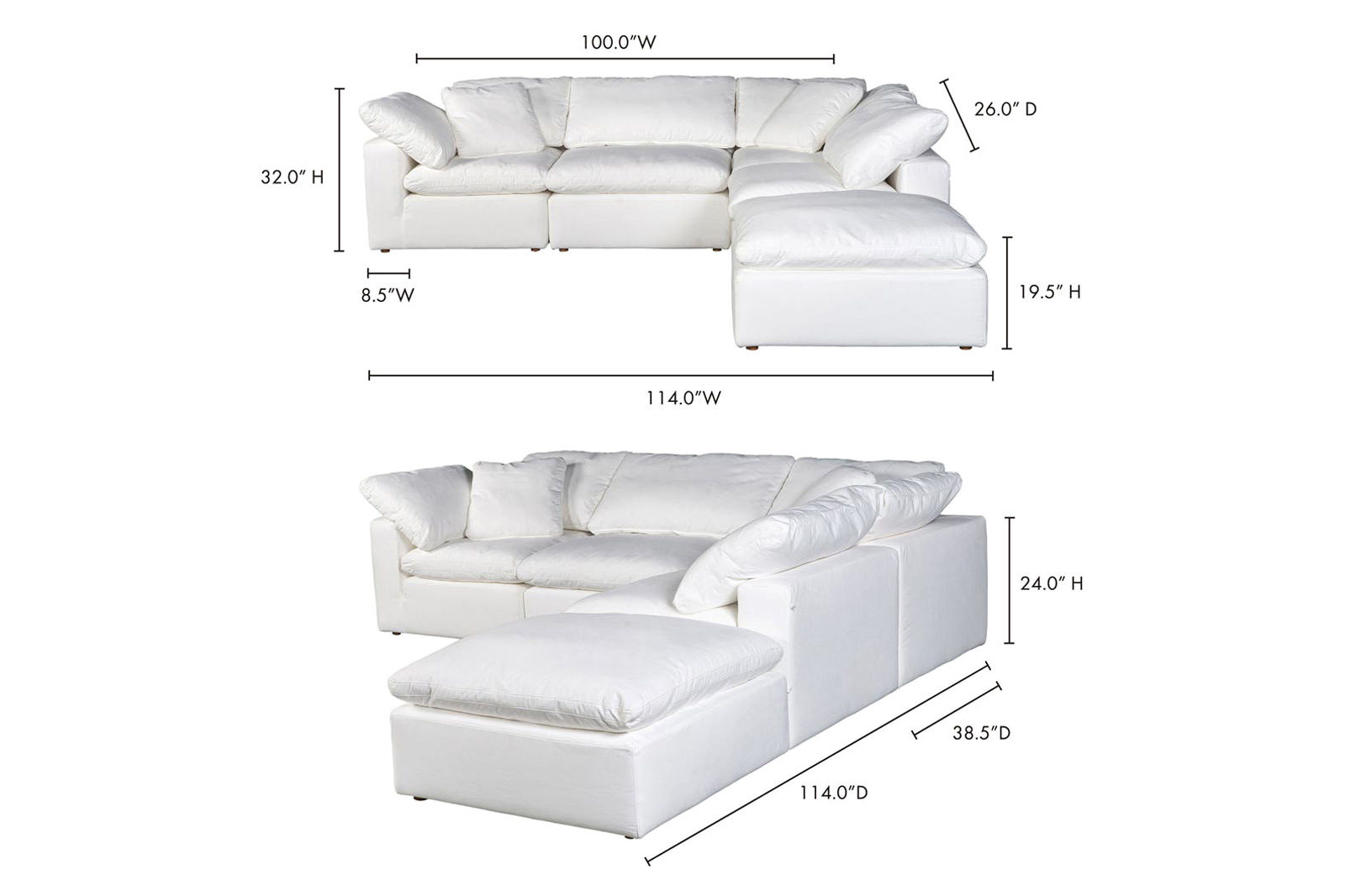 Moe's Terra Condo Dream Modular Sectional - Cream White