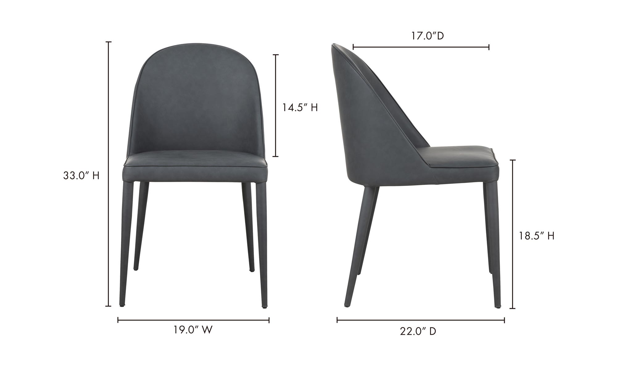 Moe's Burton Contemporary Dining Chair Set of 2 - Black Fade