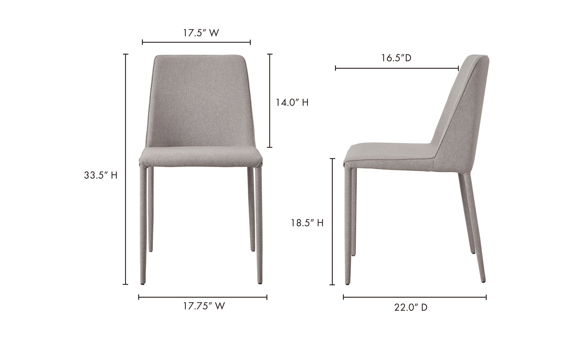 Moe's Nora Modern Dining Chair Set of 2 - Gray