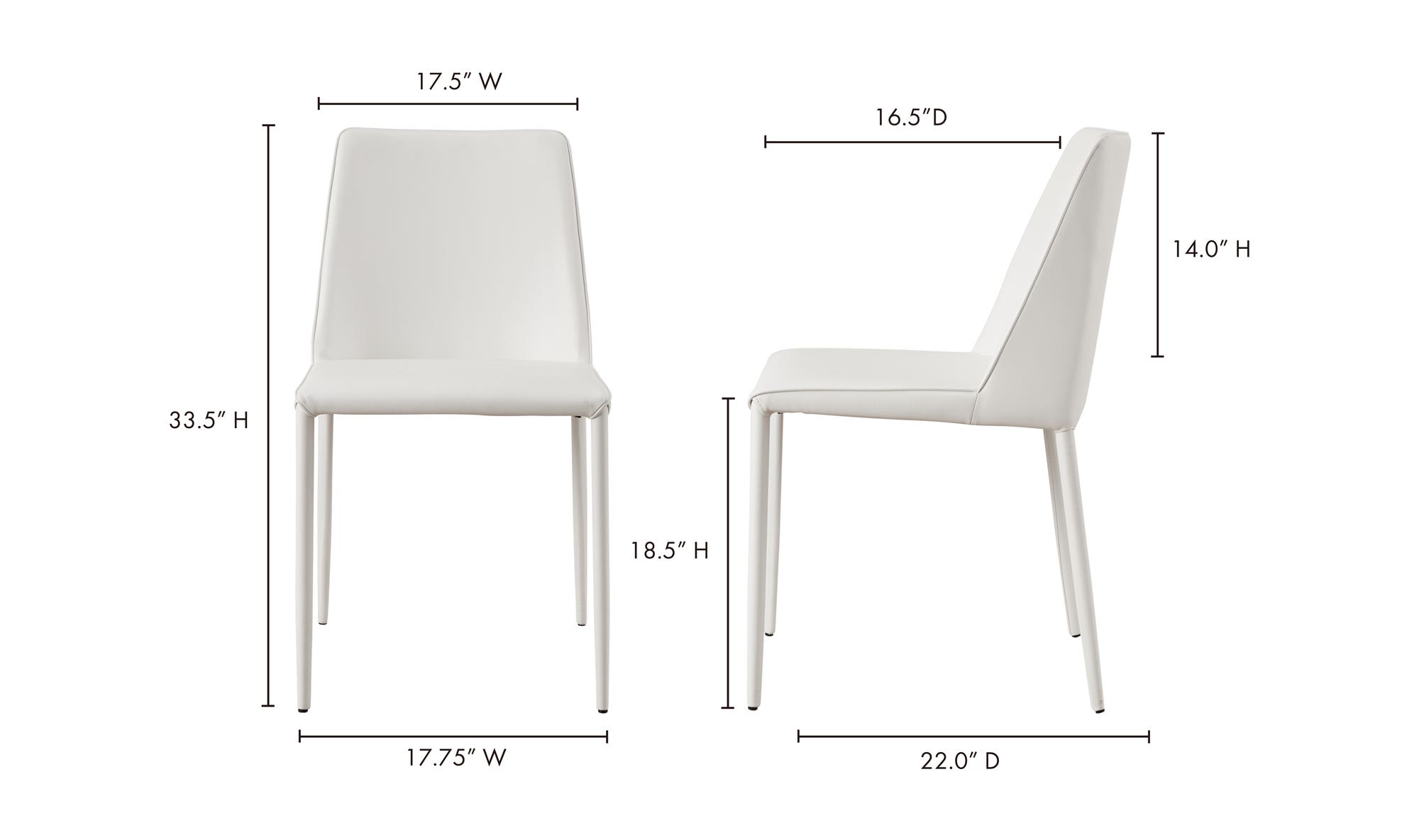 Moe's Nora Modern Dining Chair Set of 2 - White