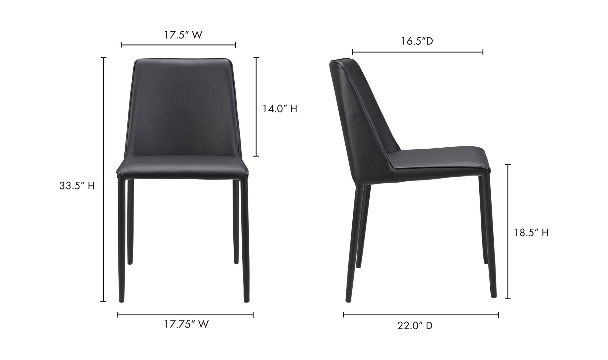 Moe's Nora Modern Dining Chair Set of 2 - Black