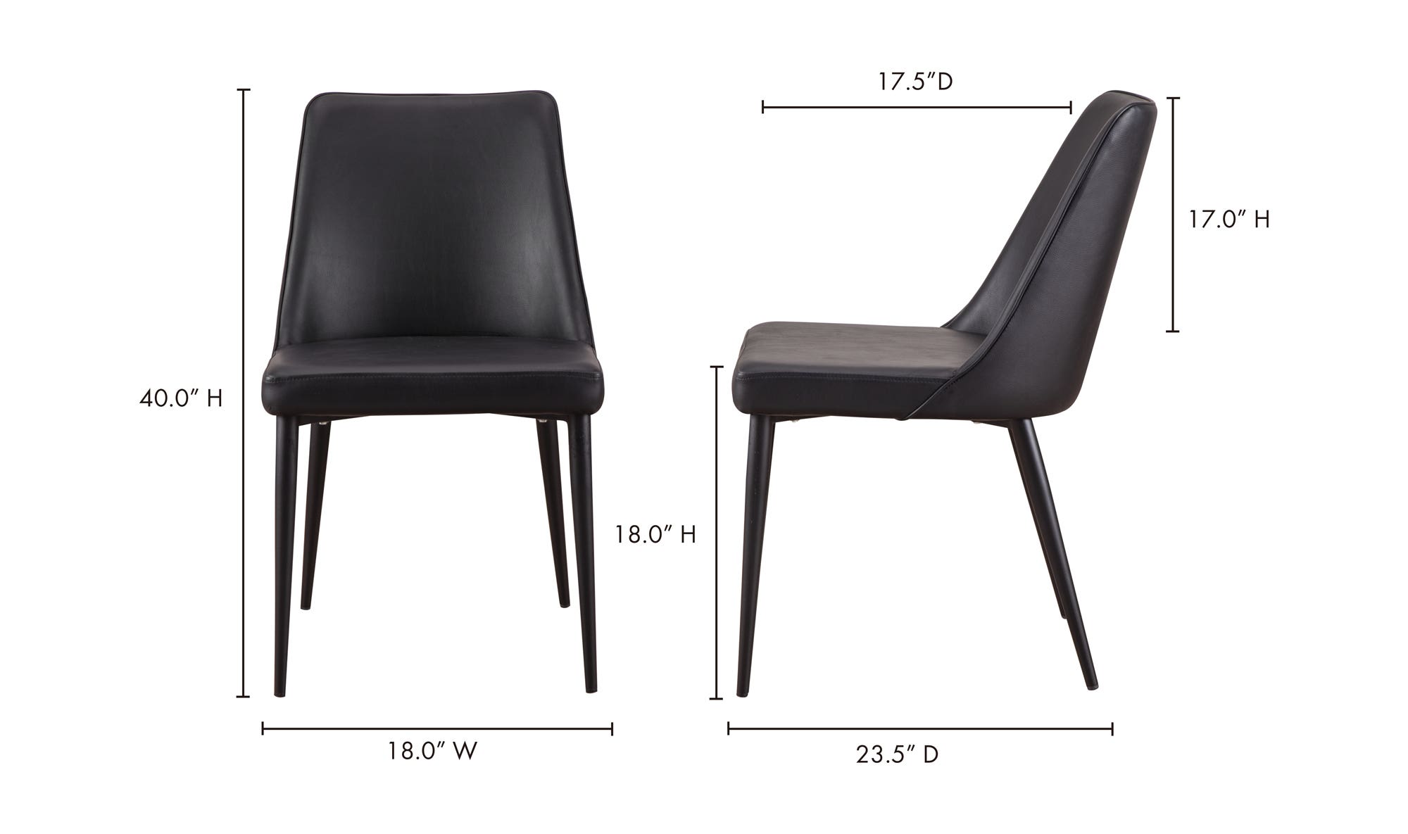 Moe's Lula Contemporary Dining Chair Set of 2 - Black