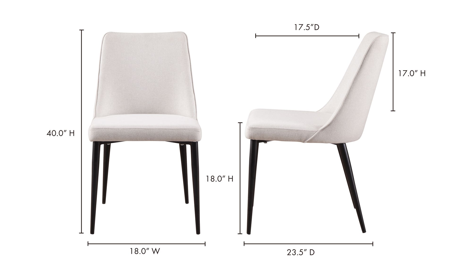 Moe's Lula Contemporary Dining Chair Set of 2 - Cream White