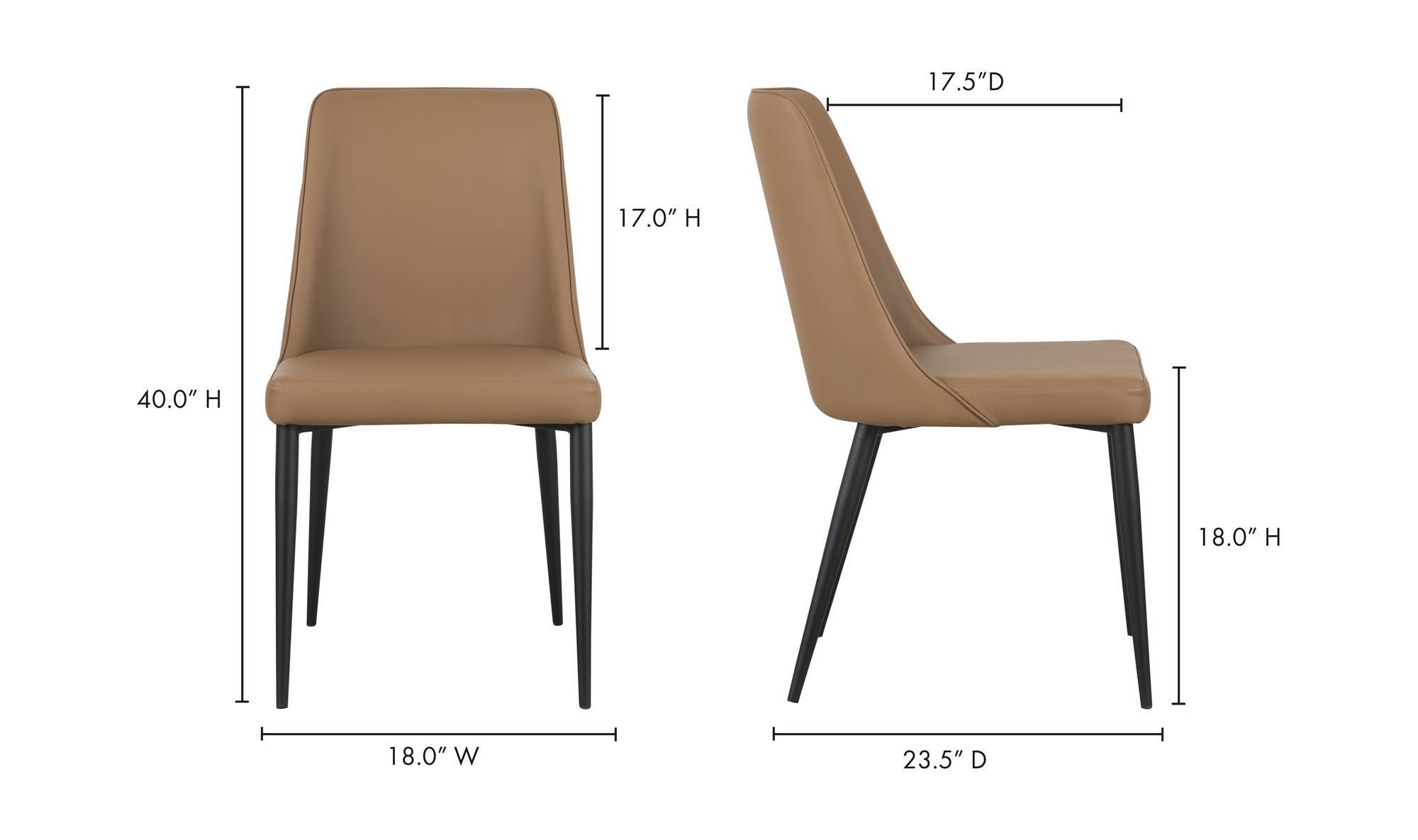 Moe's Lula Contemporary Dining Chair Set of 2 - Cool Tan