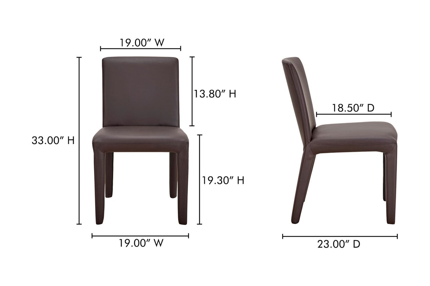 Moe's Monte Contemporary Dining Chair Set of 2 - Dark Brown