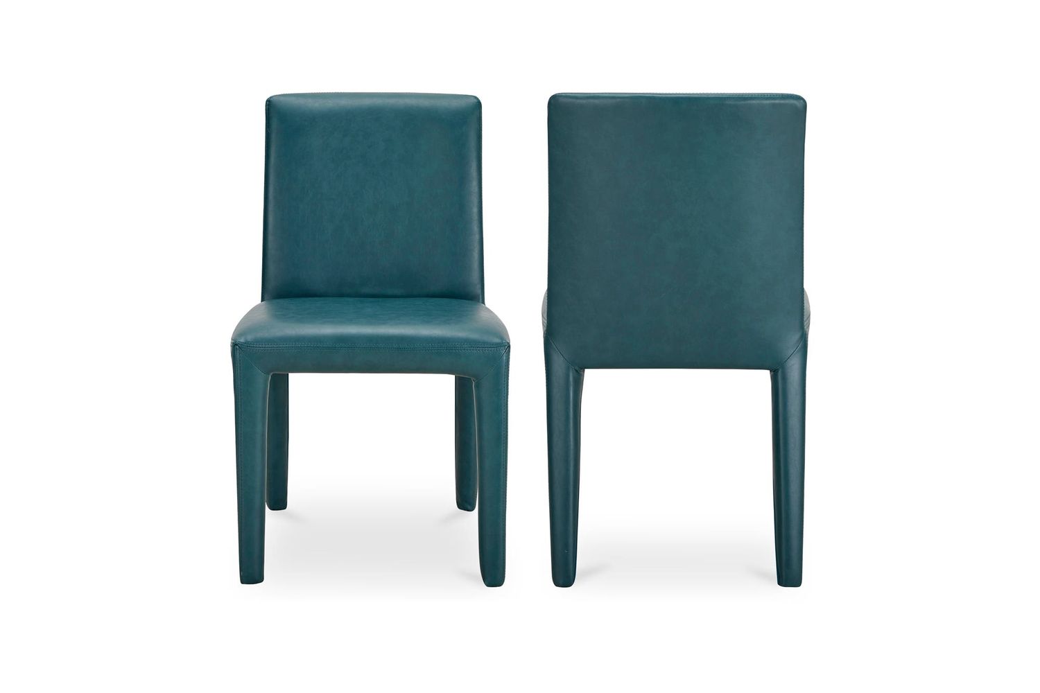 Moe's Monte Contemporary Dining Chair Set of 2 - Teal, Vegan Leather