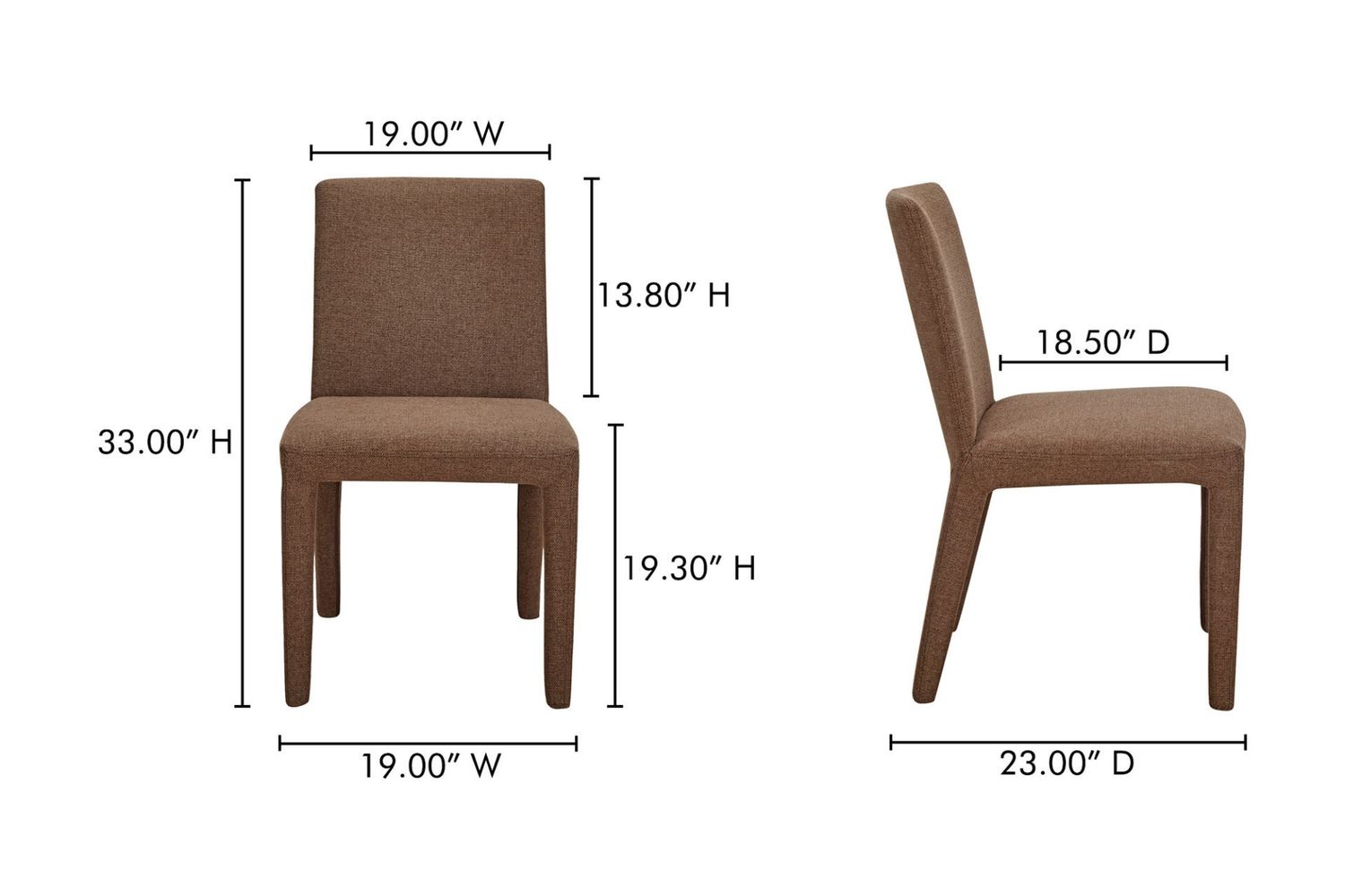 Moe's Monte Contemporary Dining Chair Set of 2 - Brown