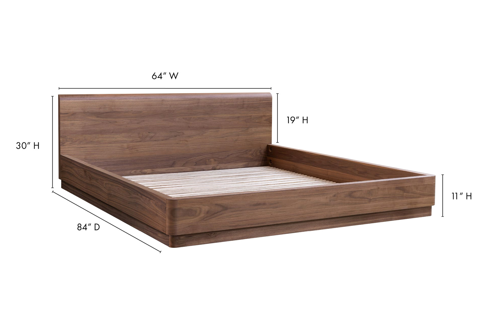 Moe's Round Off Bed - Walnut, Queen