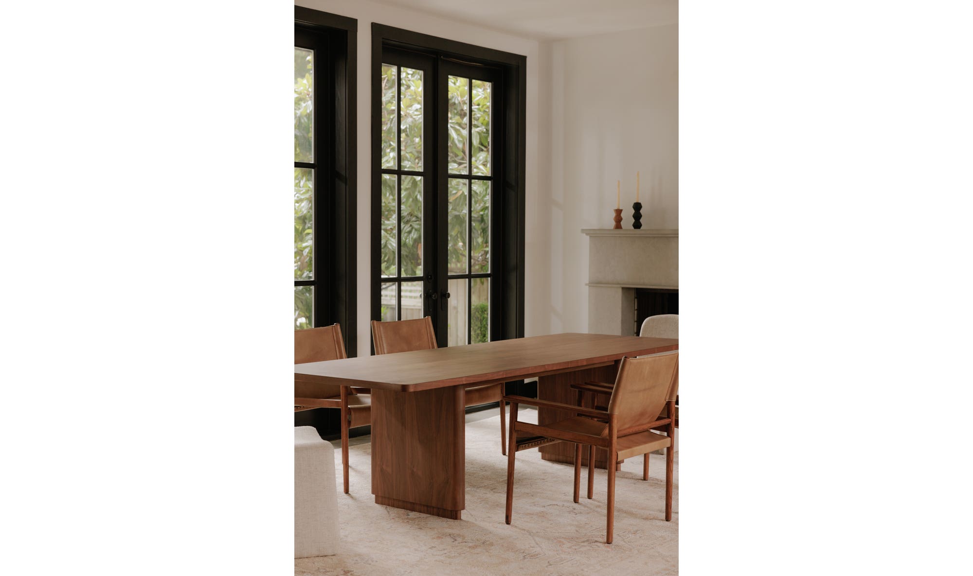 Moe's Round Off Scandinavian Rectangular Dining Table - Walnut, Small