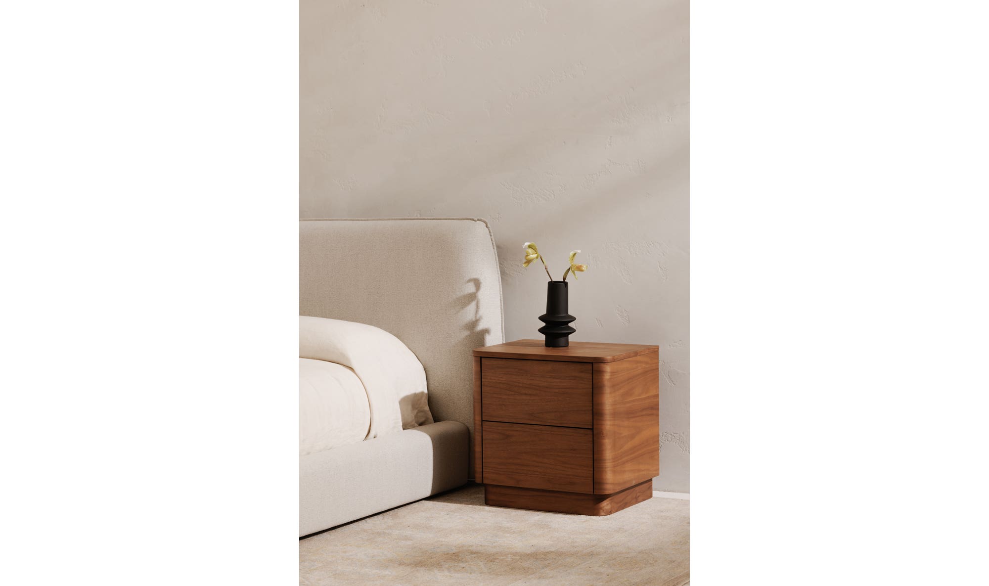 Moe's Round Off Scandinavian Nightstand - Walnut