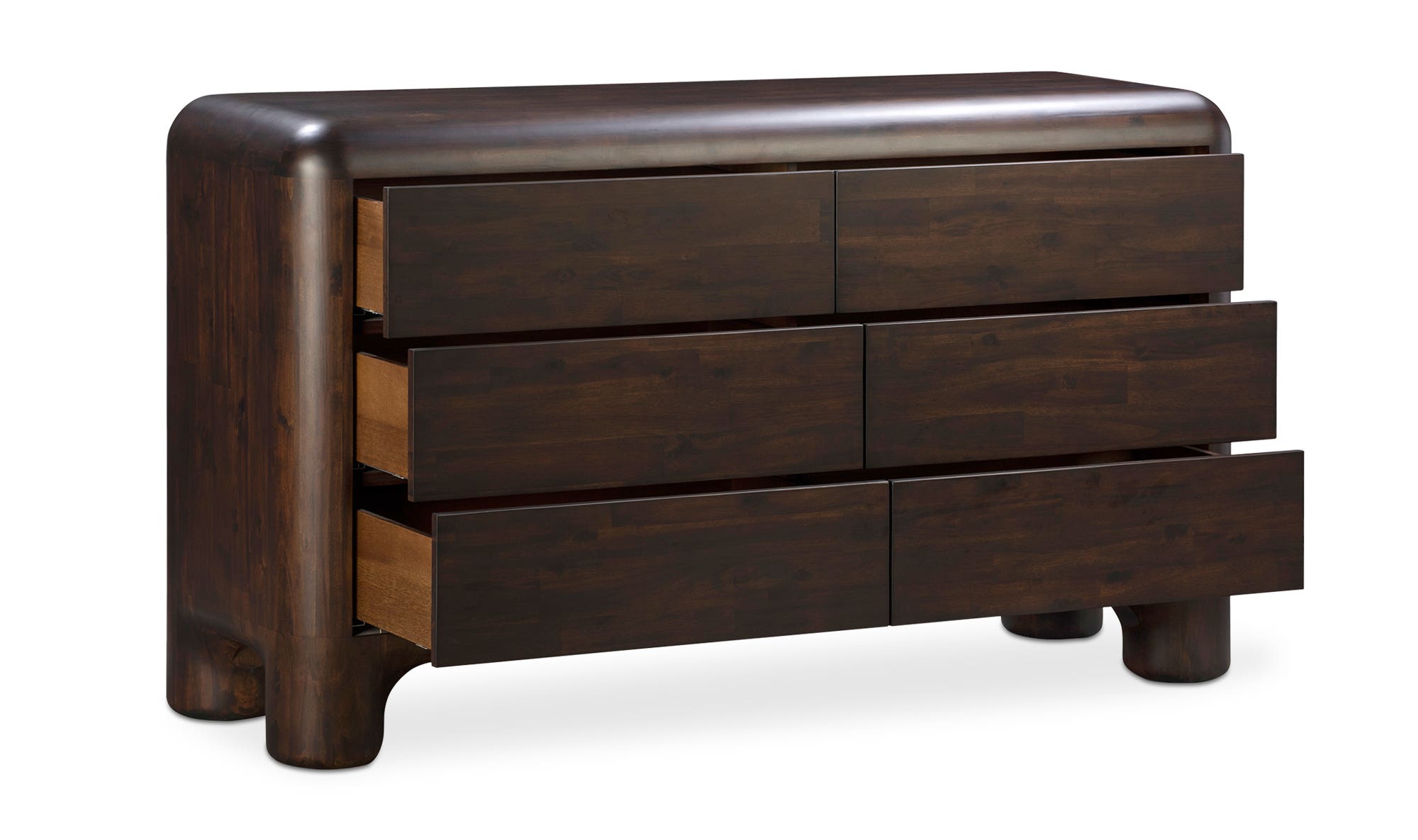 Moe's - Rowan Mid-Century Modern 6 Drawers Dresser in Dark Brown