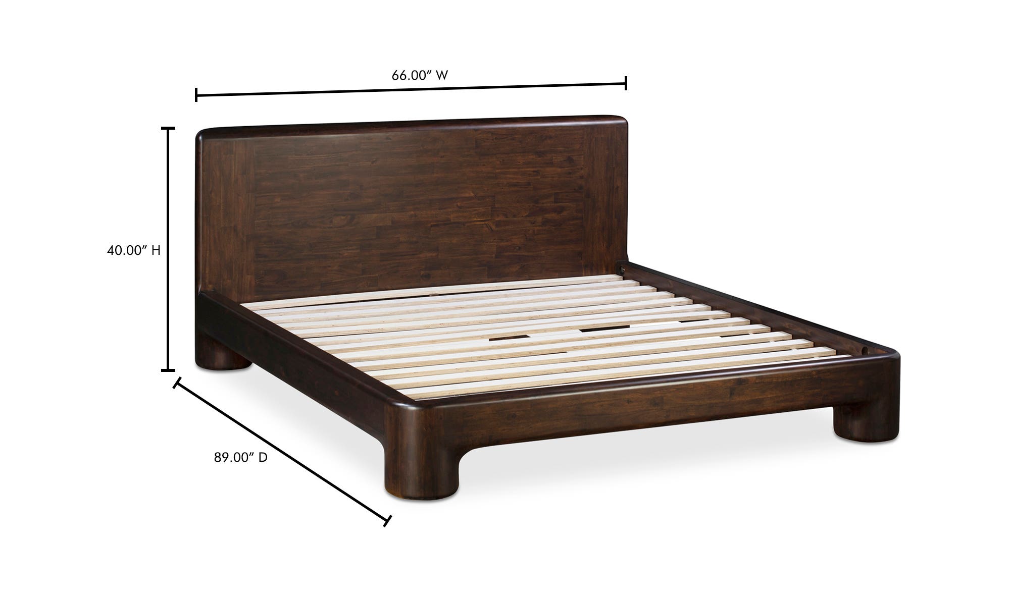 Moe's Rowan Mid-Century Modern Queen Size Bed - Dark Brown