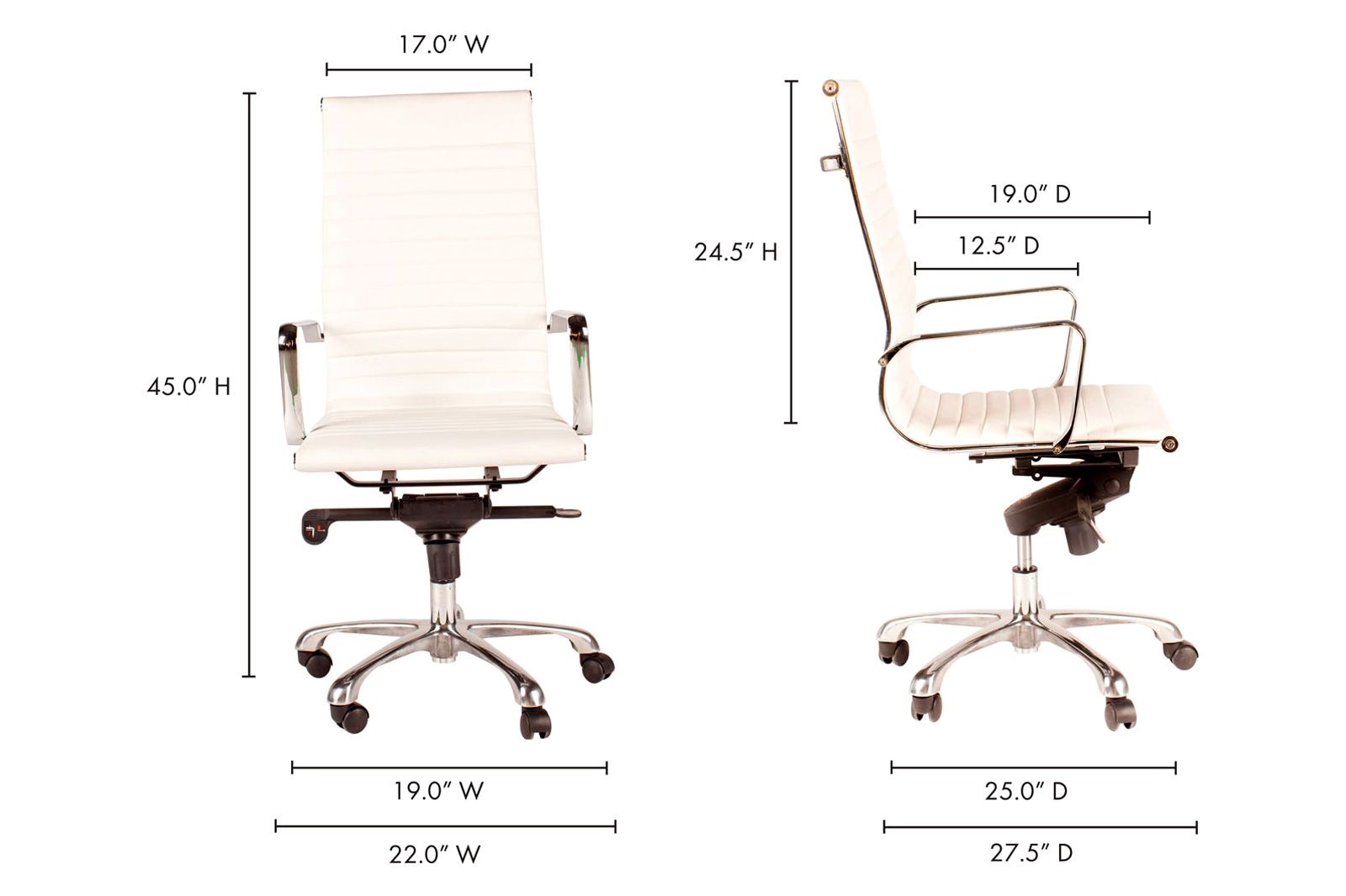 Moe's Studio Office Chair High Back - White