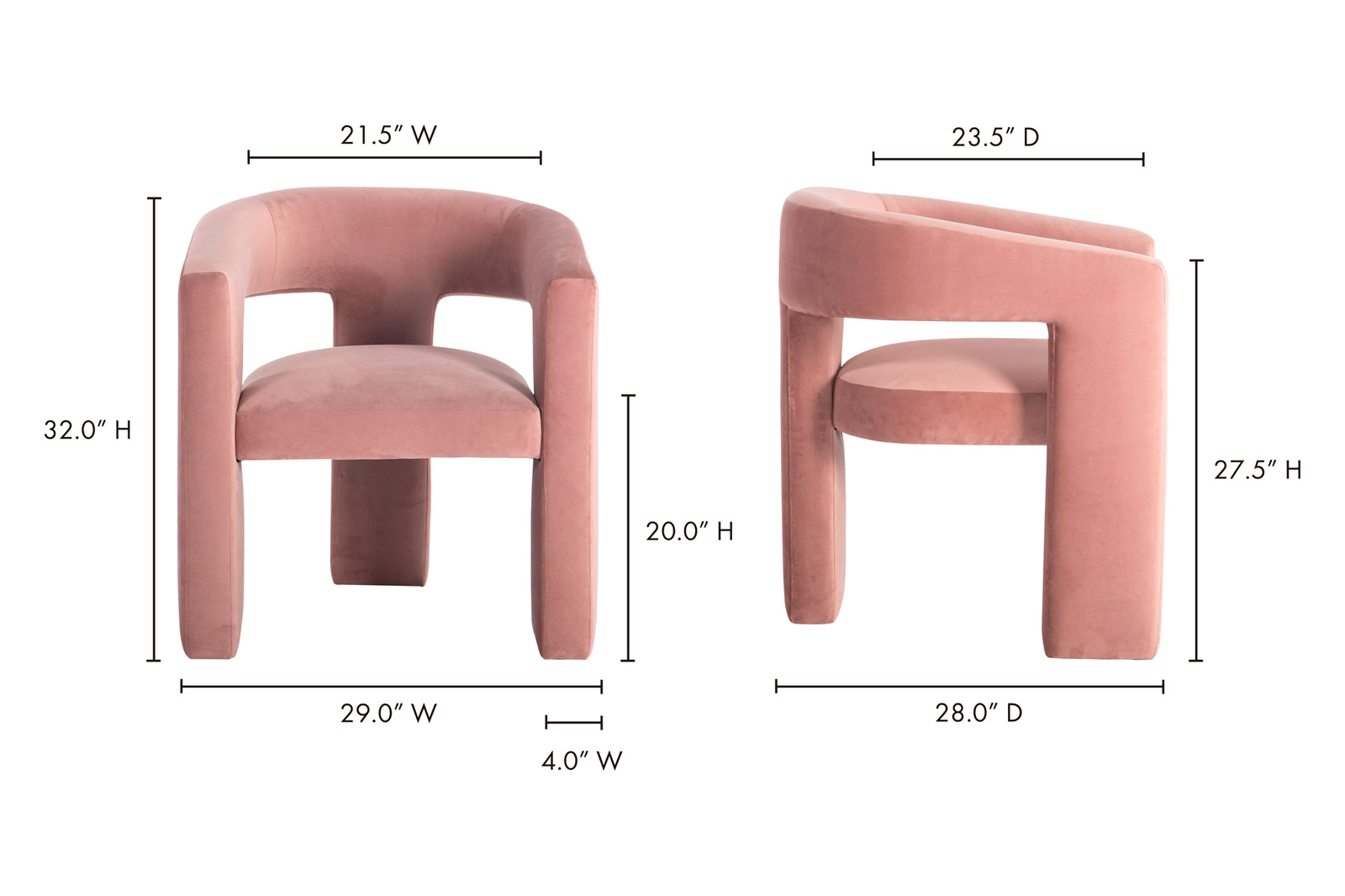 Moe's Elo Chair - Rosa Clay