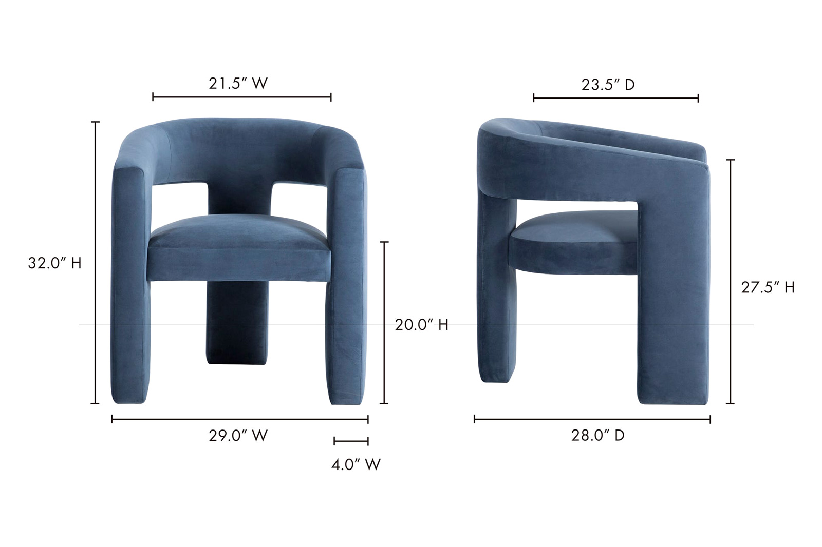 Moe's Elo Chair - Dusted Blue