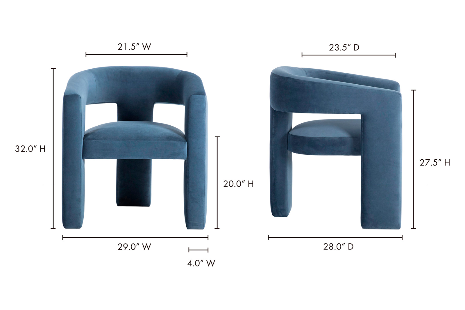 Moe's Elo Chair - Dusted Blue