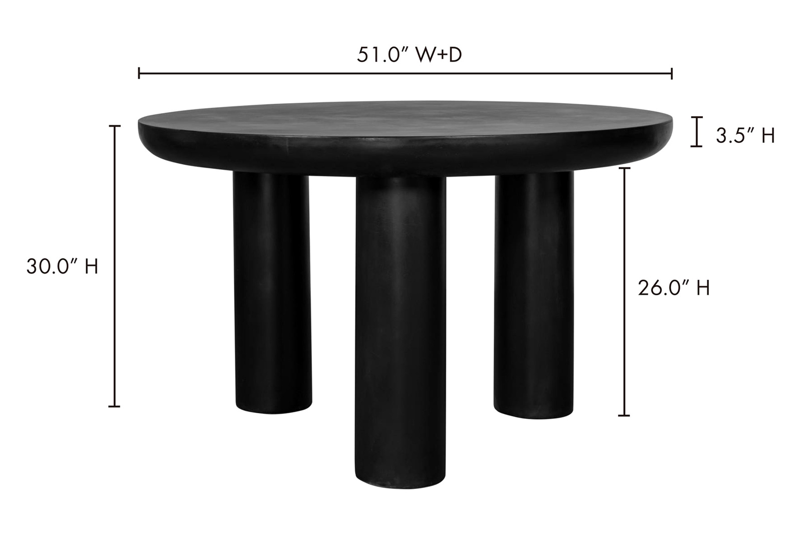 Moe's Rocca Round Dining Table - Black