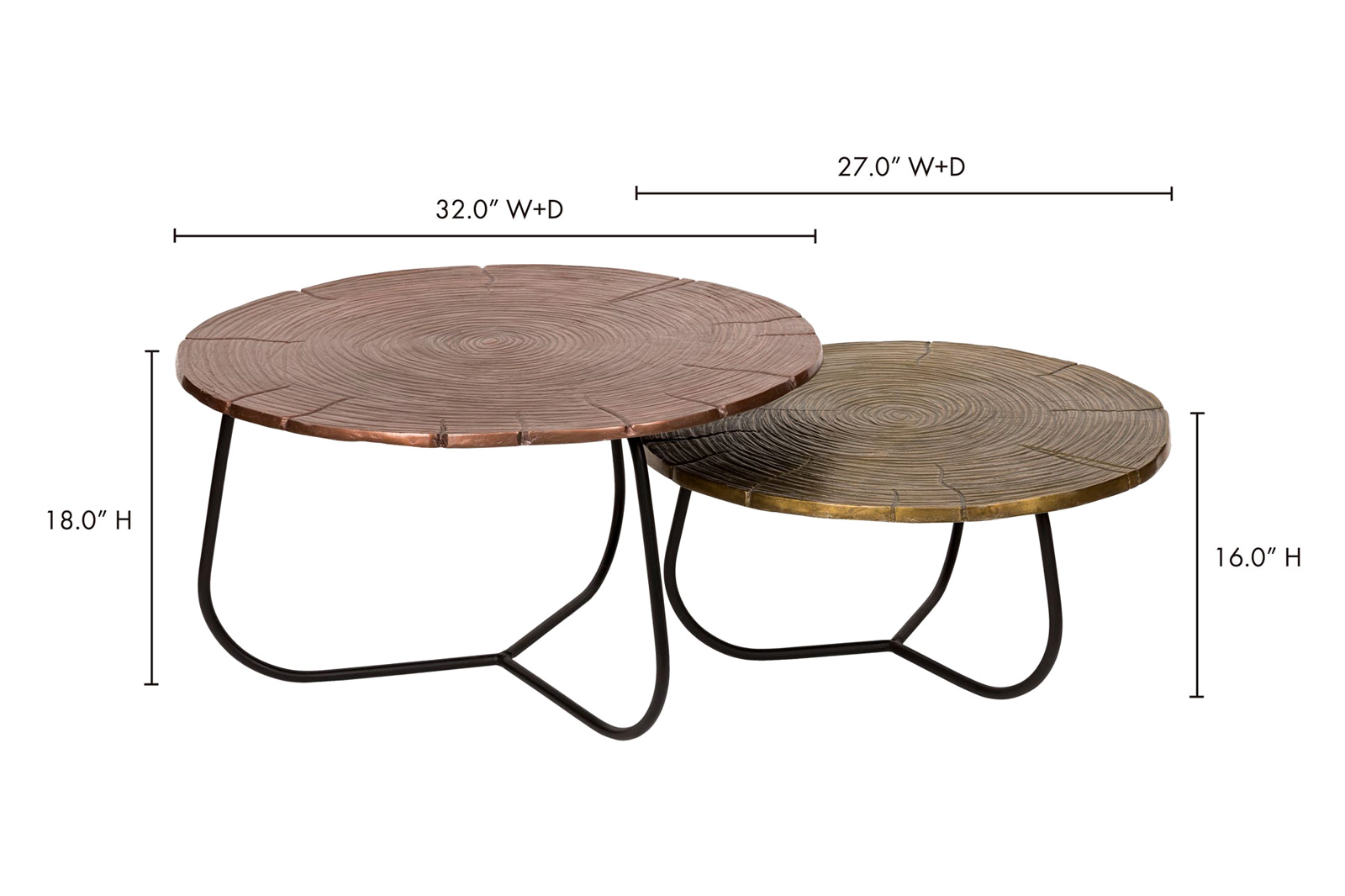 Moe's - Cross Section Tables Set of 2 in Brown