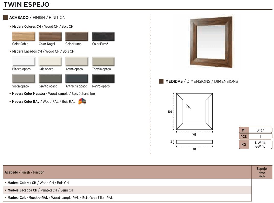 Nacher Twin Hall Unit Mirror - Wood CH