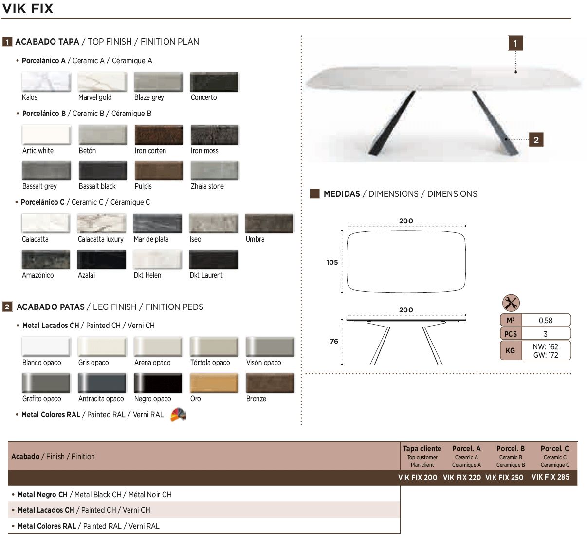 Nacher Vik Fixed Oval Dining Table - Metal Black CH Legs, Ceramic B Top