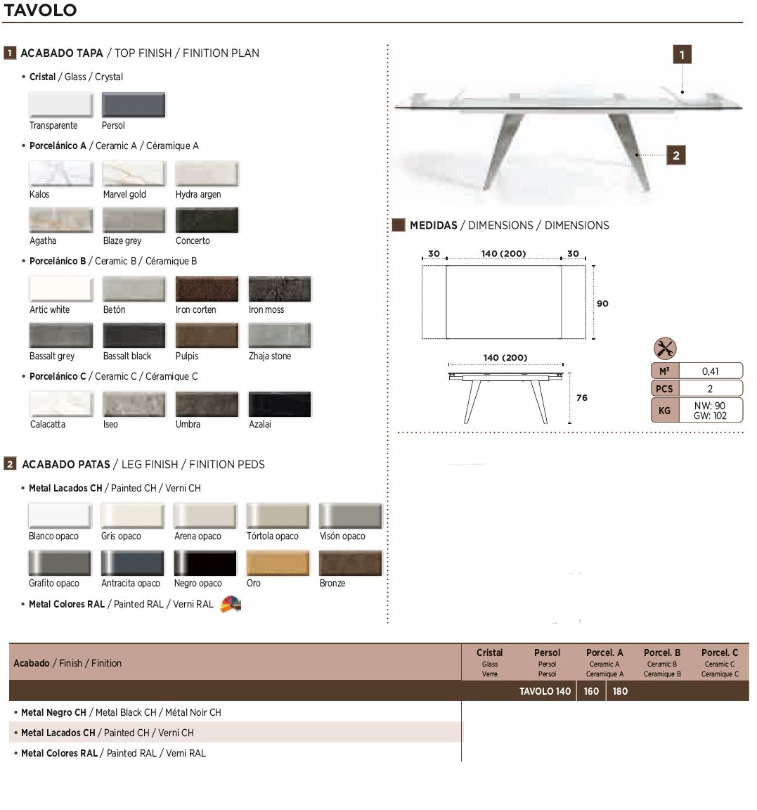 Nacher Tabolo Extendable Rectangular Dining Table - Painted RAL Legs, Ceramic A Top