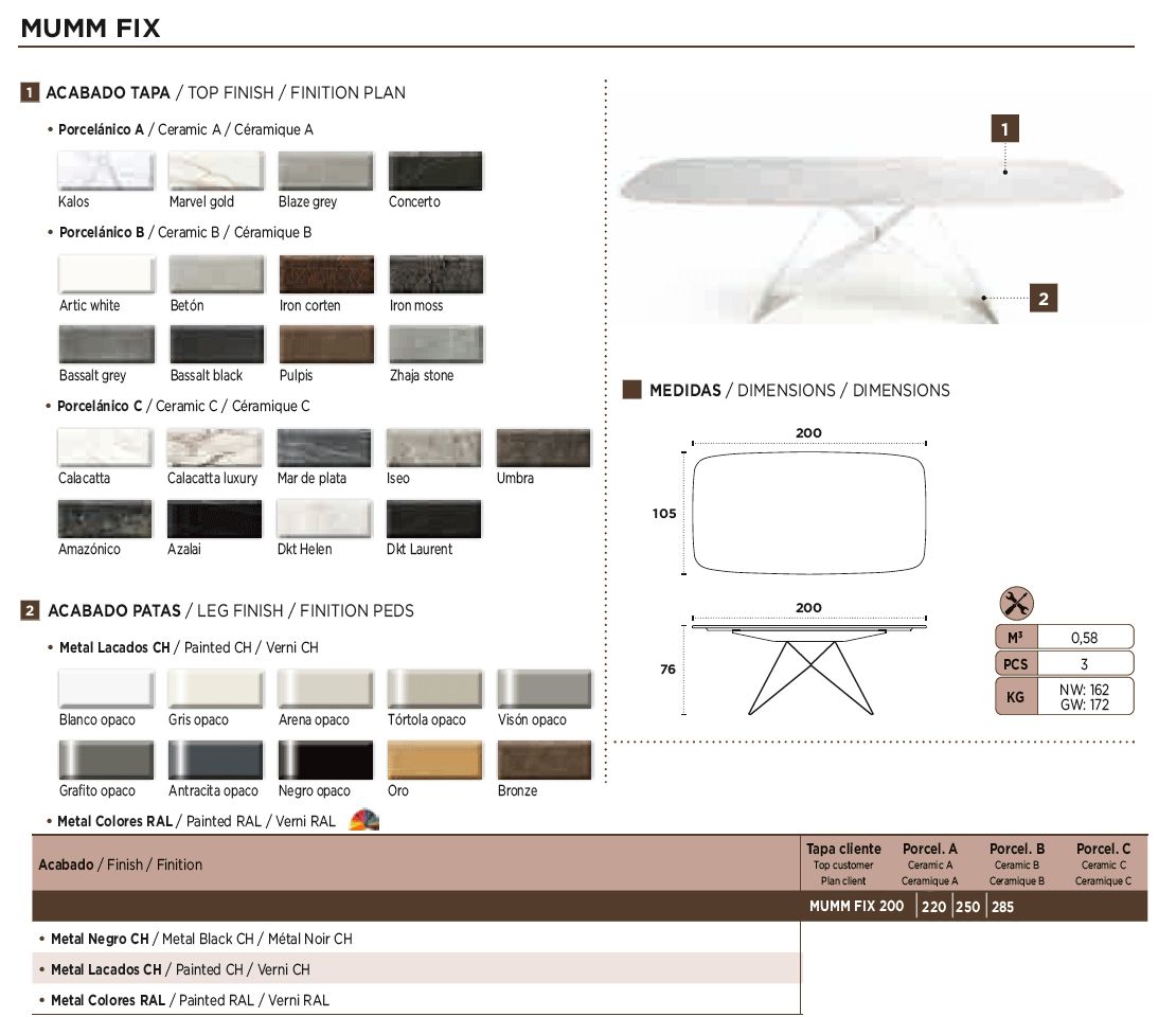 Nacher Mumm Fixed Oval Dining Table - Painted RAL Legs, Ceramic B Top