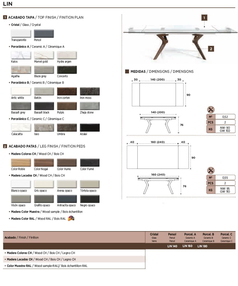 Nacher Lin Extendable Rectangular Dining Table - Wood Sample RAL Legs, Ceramic A Top