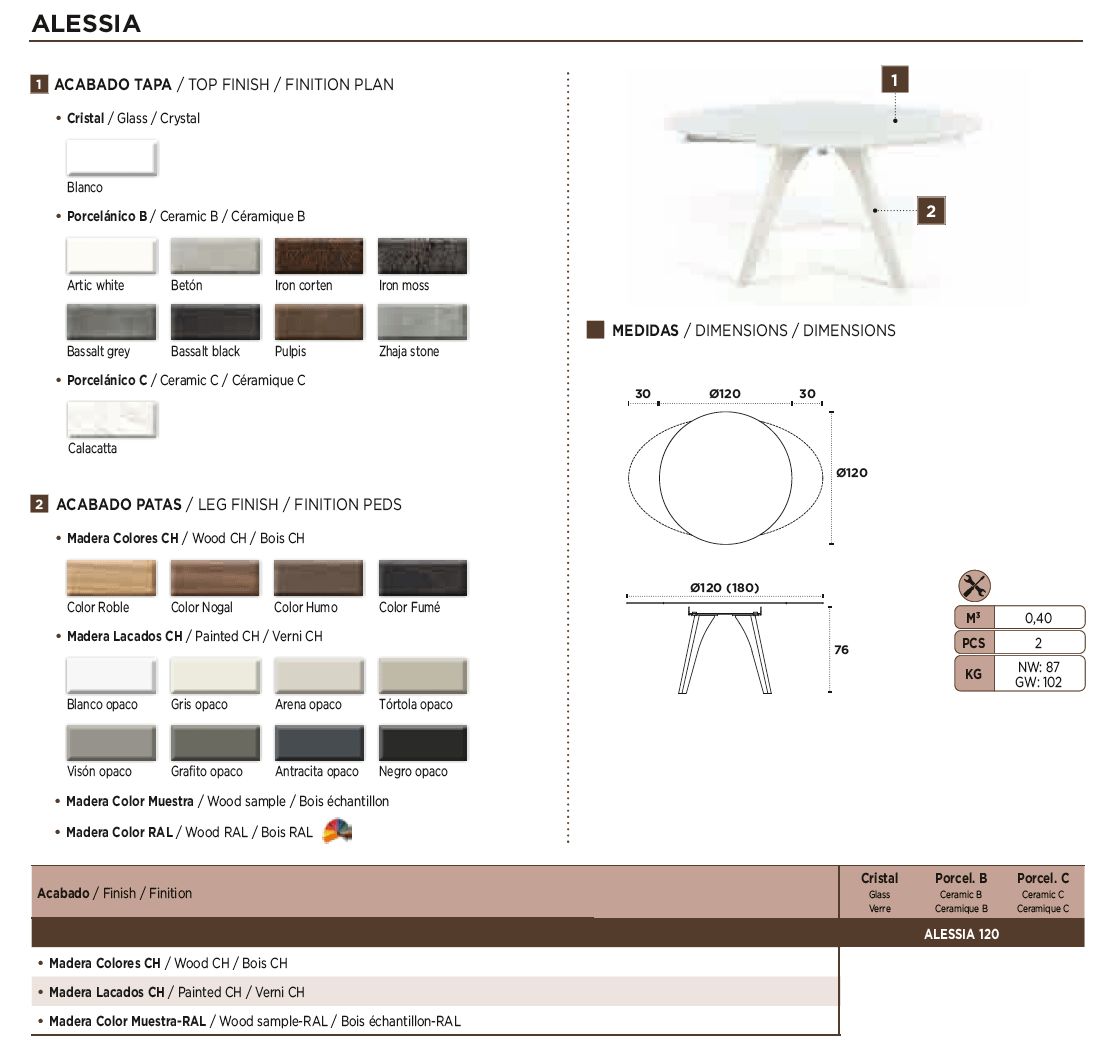 Nacher Alessia Extendable Round Dining Table - Painted CH Legs, Ceramic B Top