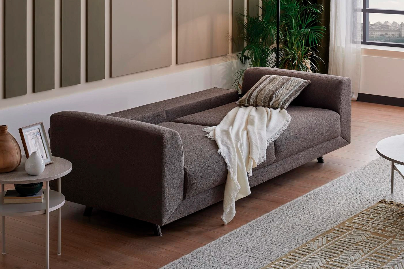 Nova - Basel Taupe Boucle 3-Seater Sofa Bed