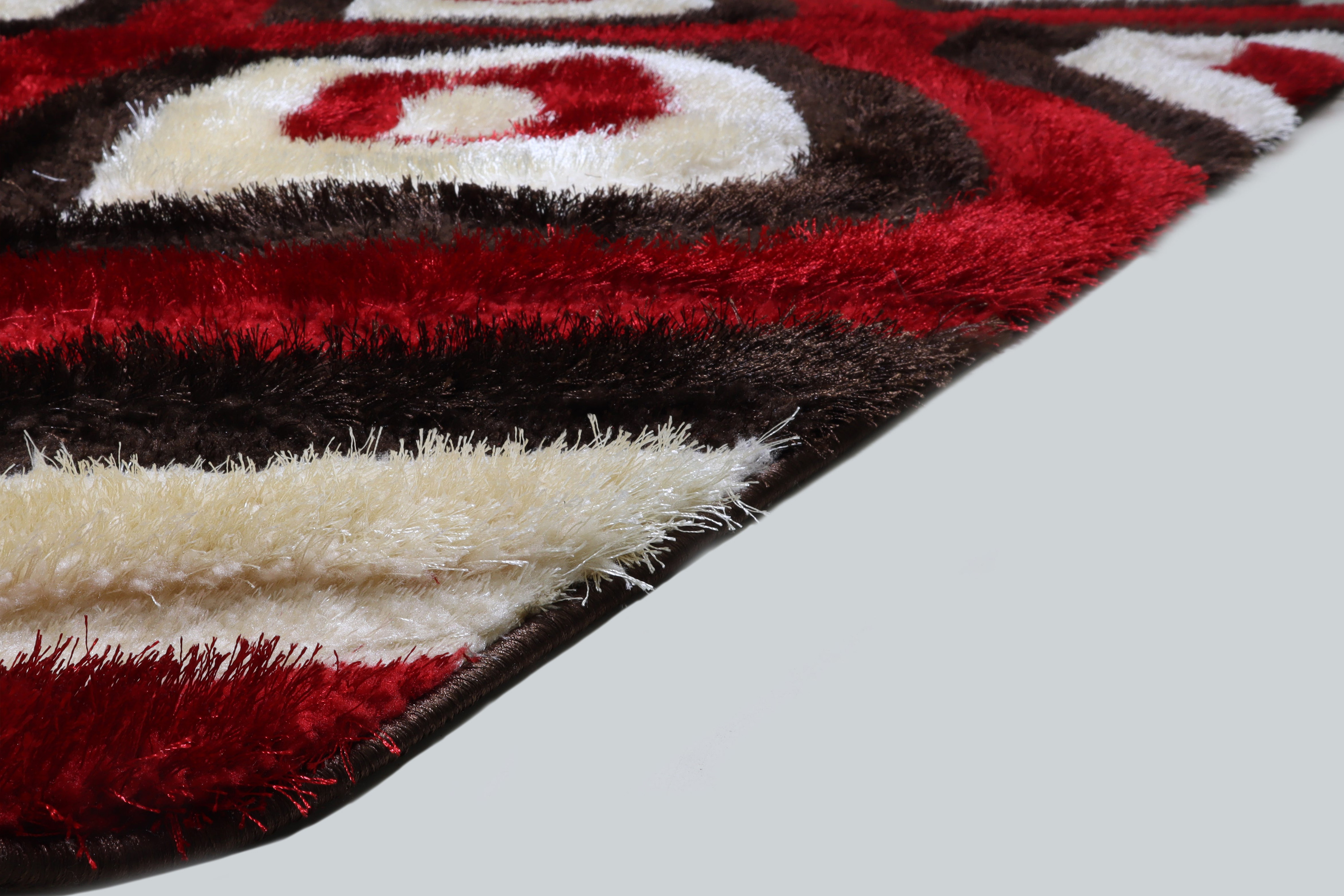 Nova 3D151 Shaggy Area Rug - Brown/Red