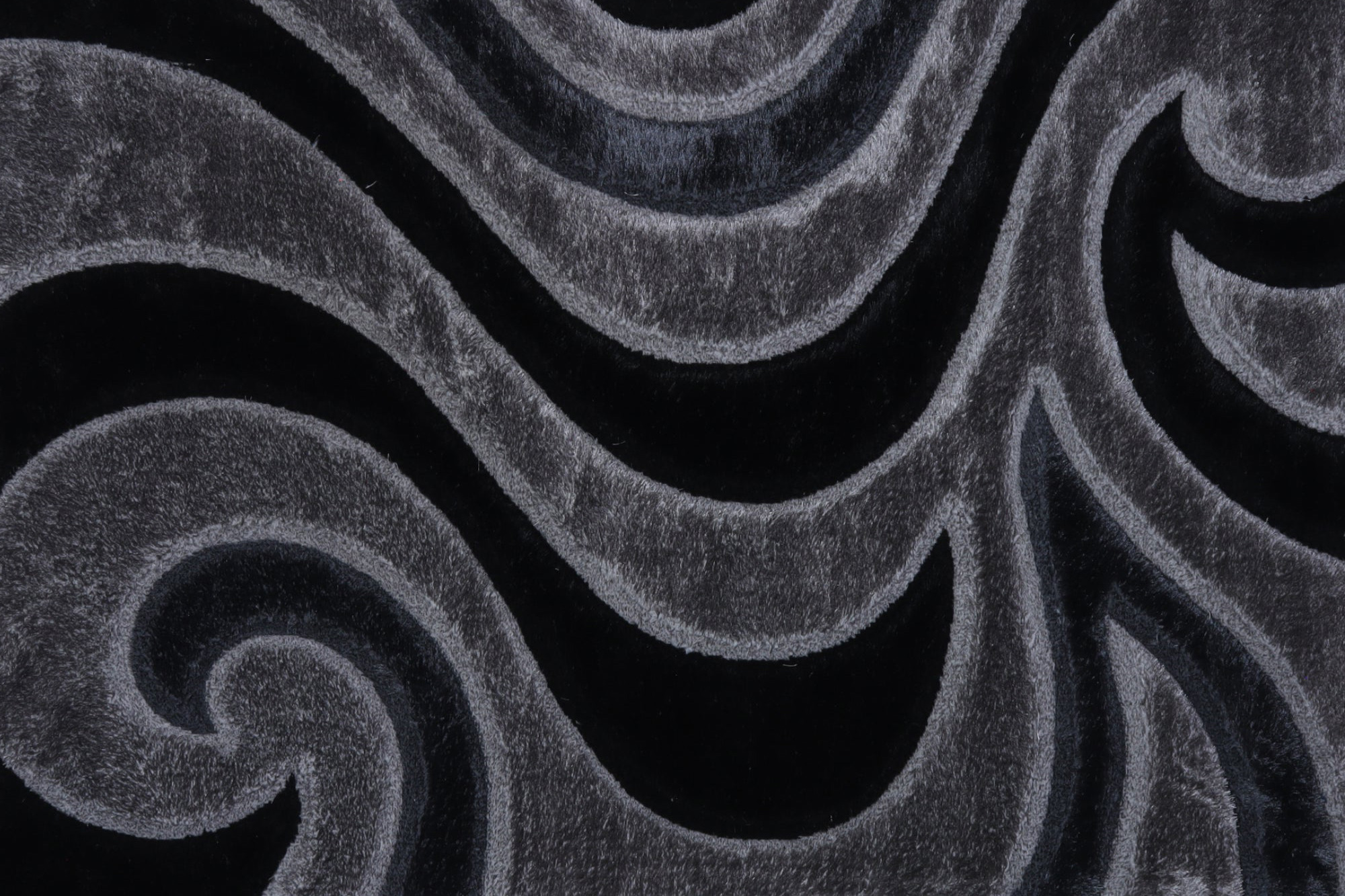 Nova 3D444 Shaggy Area Rug - Gray/Black