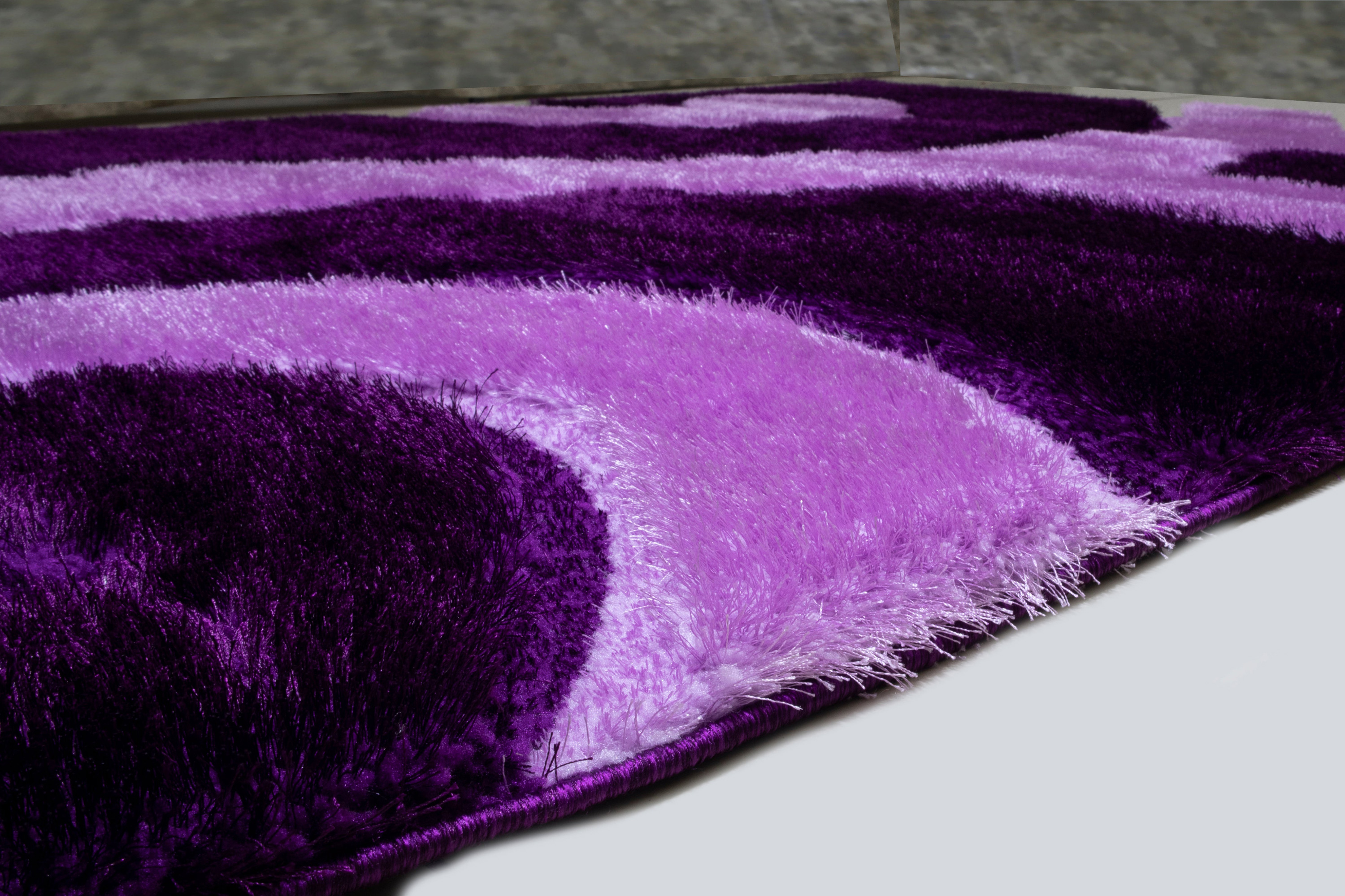 Nova - 3D666 Shaggy Area Rug in Purple