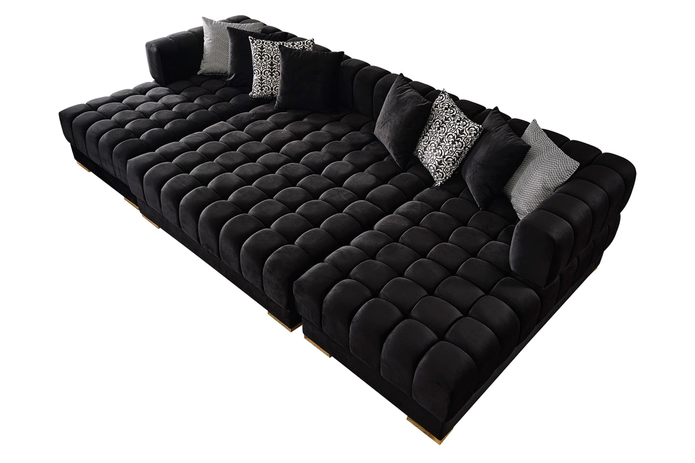 Nova™ Ariana Velvet Rectangle Ottoman - Black